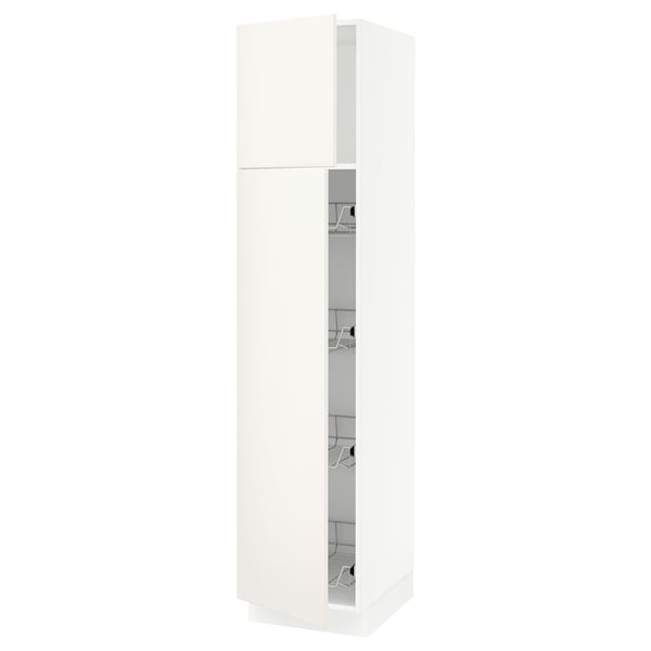 SEKTION Gabinete alto 2 puertas c/canasta, blanco/Veddinge blanco, 46x61x203 cm