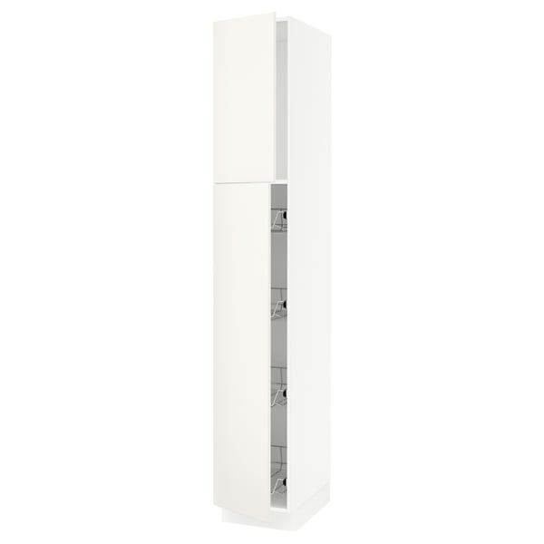 SEKTION Gabinete alto 2 puertas c/canasta, blanco/Veddinge blanco, 38x61x229 cm