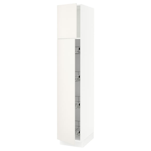 SEKTION Gabinete alto 2 puertas c/canasta, blanco/Veddinge blanco, 38x61x203 cm