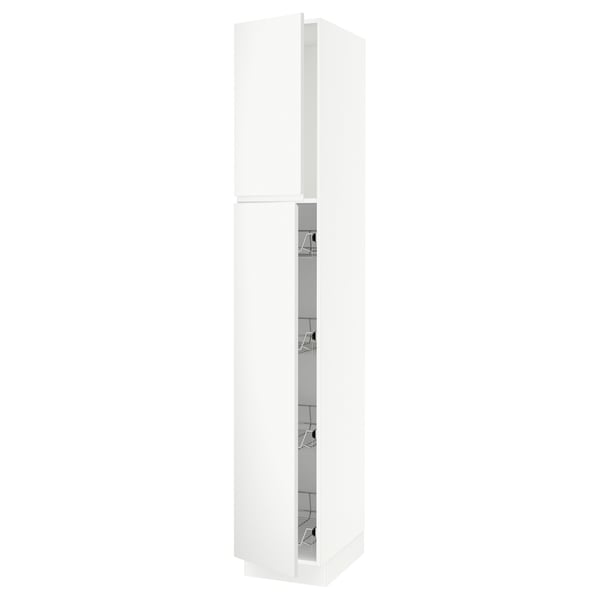 SEKTION Gabinete alto 2 puertas c/canasta, blanco/Voxtorp blanco mate, 38x61x229 cm