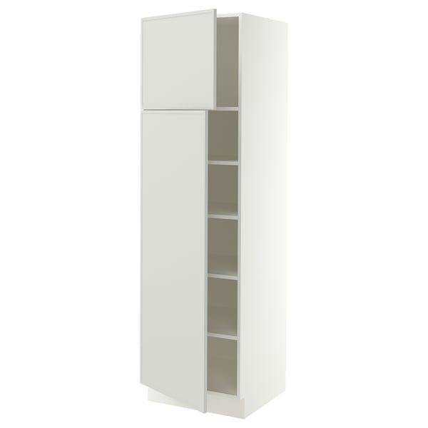 SEKTION Gabinete alto 2 puertas c/estantes, blanco/Aspudden gris claro, 61x61x203 cm