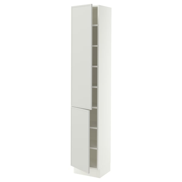 SEKTION Gabinete alto 2 puertas c/estantes, blanco/Aspudden gris claro, 38x37x203 cm