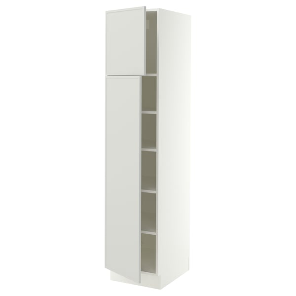 SEKTION Gabinete alto 2 puertas c/estantes, blanco/Aspudden gris claro, 46x61x203 cm