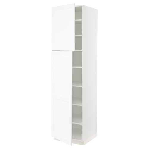 SEKTION Gabinete alto 2 puertas c/estantes, blanco Enköping/blanco efecto madera, 61x61x229 cm