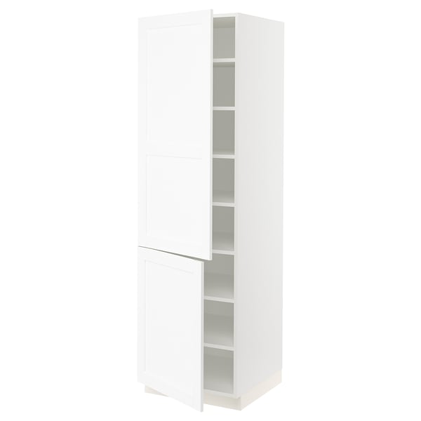 SEKTION Gabinete alto 2 puertas c/estantes, blanco Enköping/blanco efecto madera, 61x61x203 cm