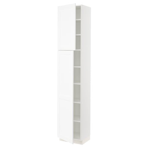 SEKTION Gabinete alto 2 puertas c/estantes, blanco Enköping/blanco efecto madera, 46x37x229 cm