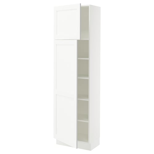 SEKTION Gabinete alto 2 puertas c/estantes, blanco Enköping/blanco efecto madera, 61x37x203 cm