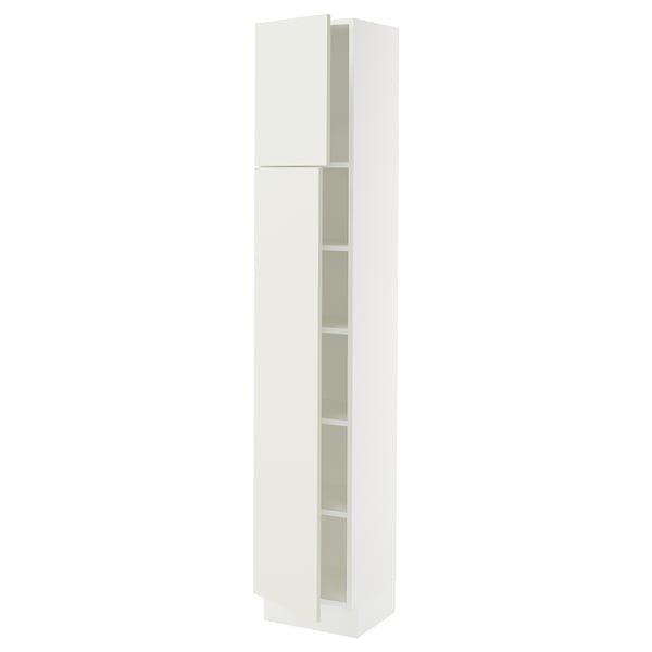 SEKTION Gabinete alto 2 puertas c/estantes, blanco/Veddinge blanco, 38x37x203 cm