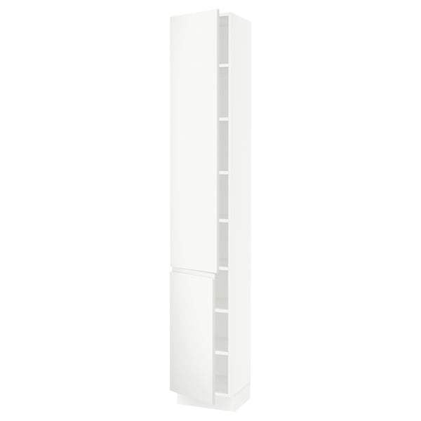 SEKTION Gabinete alto 2 puertas c/estantes, blanco/Voxtorp blanco mate, 38x37x229 cm