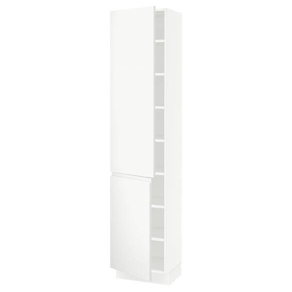 SEKTION Gabinete alto 2 puertas c/estantes, blanco/Voxtorp blanco mate, 46x37x203 cm