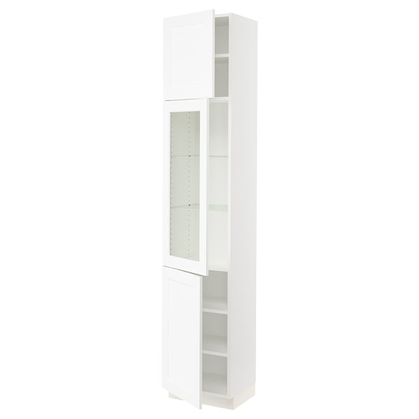 SEKTION Gabinete alto 3 puertas, blanco Enköping/blanco efecto madera, 46x37x229 cm