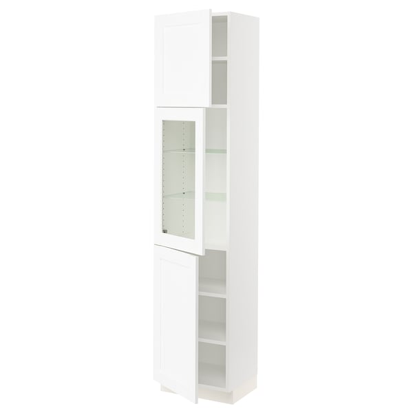 SEKTION Gabinete alto 3 puertas, blanco Enköping/blanco efecto madera, 46x37x203 cm