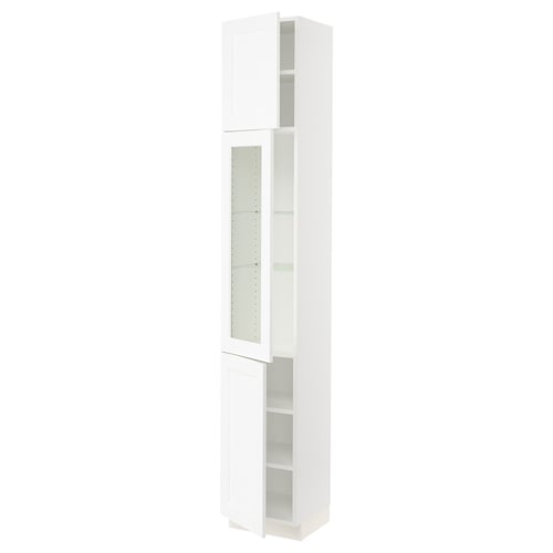 SEKTION Gabinete alto 3 puertas, blanco Enköping/blanco efecto madera, 38x37x229 cm