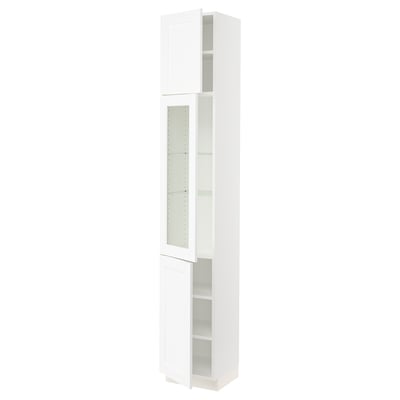 SEKTION Gabinete alto 3 puertas, blanco Enköping/blanco efecto madera, 38x37x229 cm