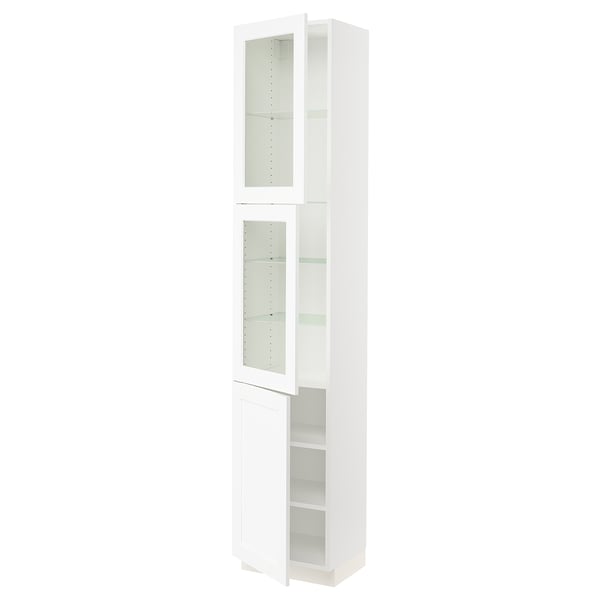 SEKTION Gabinete alto 3 puertas c/estantes, blanco Enköping/blanco efecto madera, 46x37x229 cm
