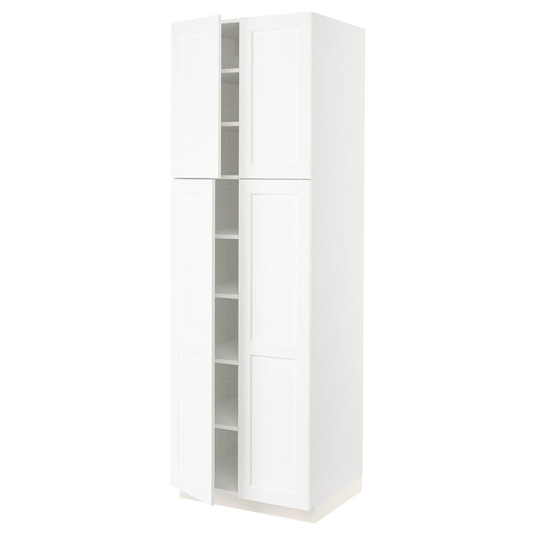 SEKTION Gabinete alto 4 puertas c/estantes, blanco Enköping/blanco efecto madera, 76x61x229 cm