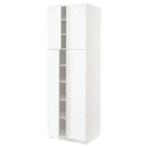 SEKTION Gabinete alto 4 puertas c/estantes, blanco Enköping/blanco efecto madera, 76x61x229 cm