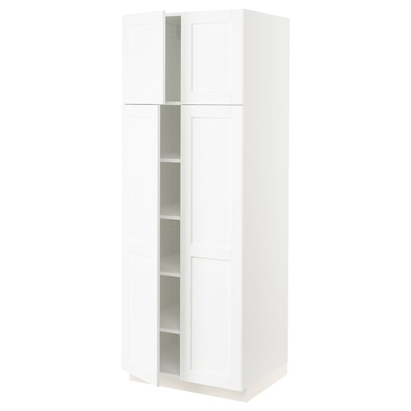 SEKTION Gabinete alto 4 puertas c/estantes, blanco Enköping/blanco efecto madera, 76x61x203 cm