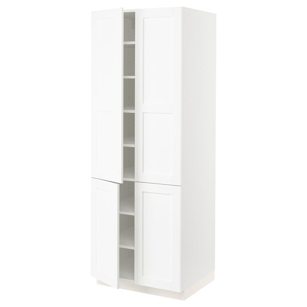 SEKTION Gabinete alto 4 puertas c/estantes, blanco Enköping/blanco efecto madera, 76x61x203 cm