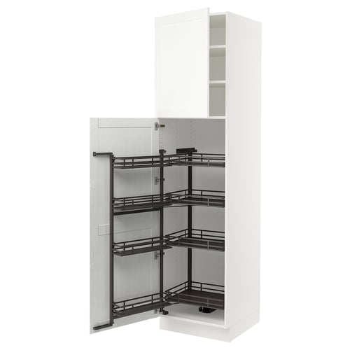 SEKTION Gabinete alto c/despensa extraíble, blanco Enköping/blanco efecto madera, 61x61x229 cm