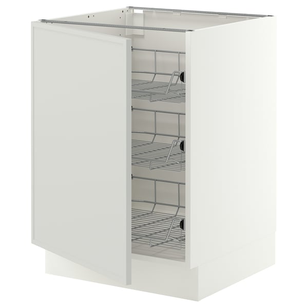 SEKTION Gabinete bajo 1 puerta c/canasta, blanco/Aspudden gris claro, 61x61x76 cm