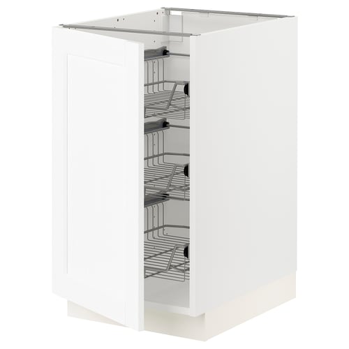 SEKTION Gabinete bajo 1 puerta c/canasta, blanco Enköping/blanco efecto madera, 46x61x76 cm