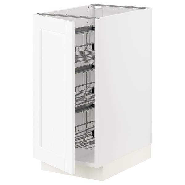 SEKTION Gabinete bajo 1 puerta c/canasta, blanco Enköping/blanco efecto madera, 38x61x76 cm