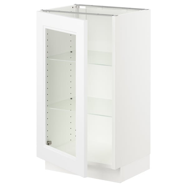 SEKTION Gabinete bajo 1 puerta vidrio, blanco/Axstad blanco mate, 46x37x76 cm