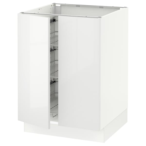 SEKTION Gabinete bajo 2 puertas c/canasta, blanco/Ringhult blanco, 61x61x76 cm