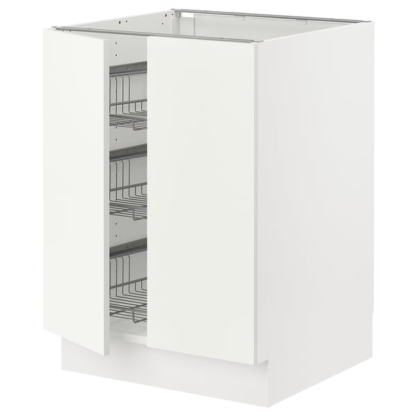 SEKTION Gabinete bajo 2 puertas c/canasta, blanco/Vallstena blanco, 61x61x76 cm