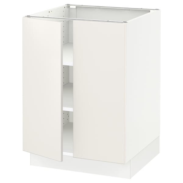 SEKTION Gabinete bajo 2 puertas c/estantes, blanco/Veddinge blanco, 61x61x76 cm
