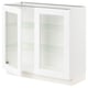 SEKTION Gabinete bajo 2 puertas vidrio, blanco Enköping/blanco efecto madera, 91x37x76 cm