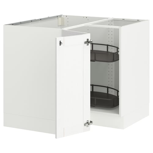 SEKTION Gabinete bajo esquina c/ carrusel, blanco Enköping/blanco efecto madera, 97x61x76 cm