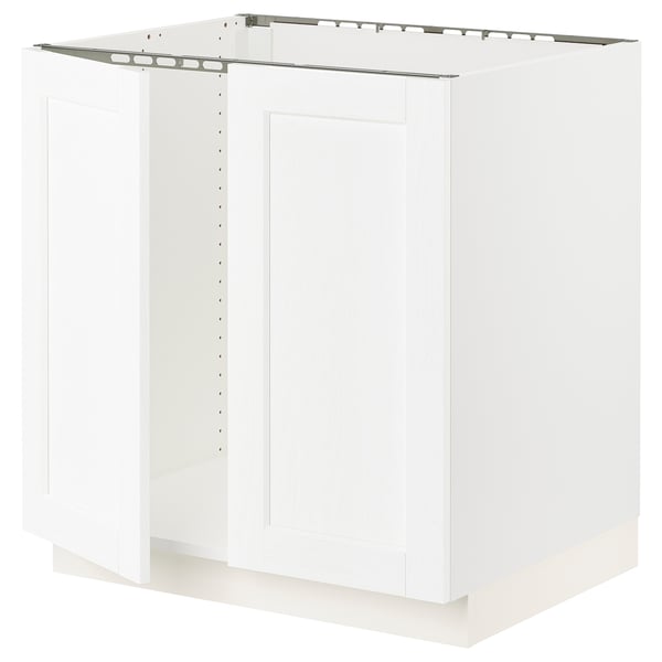 SEKTION Gabinete bajo p/ tarja 2 puertas, blanco Enköping/blanco efecto madera, 76x61x76 cm