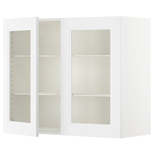 SEKTION Gabinete de pared 2 puertas vidrio, blanco/Axstad blanco mate, 91x37x76 cm
