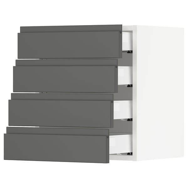 SEKTION Gabinete de pared 4 cajones, blanco Maximera/Voxtorp gris oscuro, 46x37x51 cm