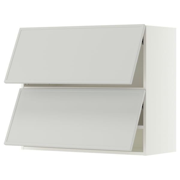 SEKTION Gabinete pared 2 puertas horizontal, blanco/Aspudden gris claro, 91x37x76 cm