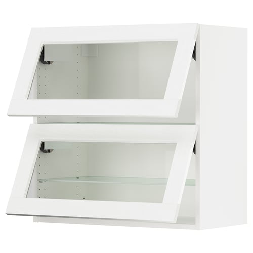 SEKTION Gabinete pared 2 puertas horizontal, blanco Enköping/blanco efecto madera, 76x37x76 cm
