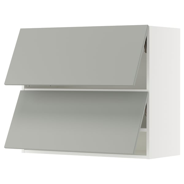 SEKTION Gabinete pared 2 puertas horizontal, blanco/Havstorp gris claro, 91x37x76 cm