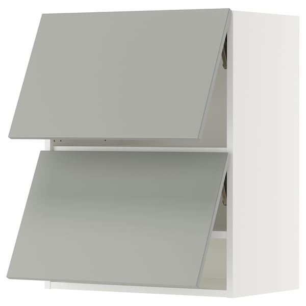 SEKTION Gabinete pared 2 puertas horizontal, blanco/Havstorp gris claro, 61x37x76 cm