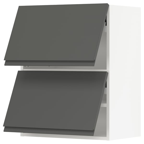 SEKTION Gabinete pared 2 puertas horizontal, blanco/Voxtorp gris oscuro, 61x37x76 cm
