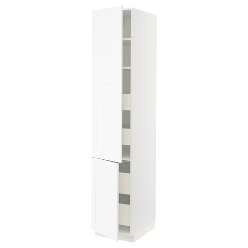 SEKTION / MAXIMERA Gabin alto 2 prtas 4 cjnes +ests, blanco Enköping/blanco efecto madera, 46x61x229 cm