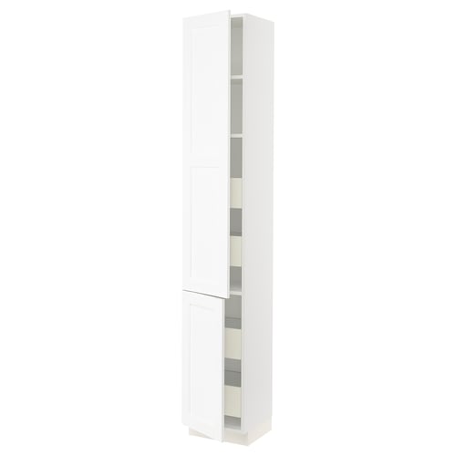 SEKTION / MAXIMERA Gabin alto 2 prtas 4 cjnes +ests, blanco Enköping/blanco efecto madera, 38x37x229 cm