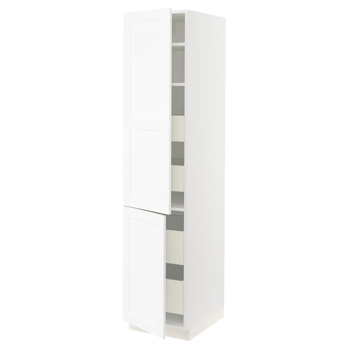 SEKTION / MAXIMERA Gabin alto 2 prtas 4 cjnes +ests, blanco Enköping/blanco efecto madera, 46x61x203 cm