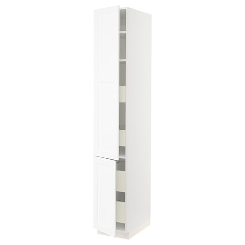 SEKTION / MAXIMERA Gabin alto 2 prtas 4 cjnes +ests, blanco Enköping/blanco efecto madera, 38x61x229 cm