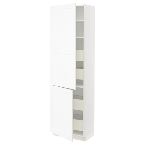 SEKTION / MAXIMERA Gabin alto 2 prtas 4 cjnes +ests, blanco Enköping/blanco efecto madera, 61x37x203 cm