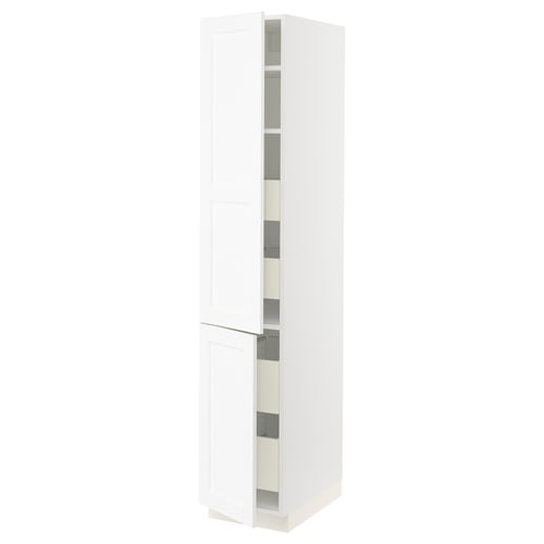 SEKTION / MAXIMERA Gabin alto 2 prtas 4 cjnes +ests, blanco Enköping/blanco efecto madera, 38x61x203 cm