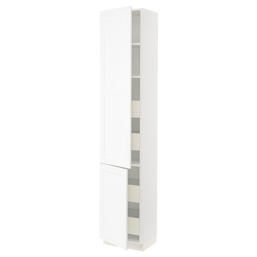 SEKTION / MAXIMERA Gabin alto 2 prtas 4 cjnes +ests, blanco Enköping/blanco efecto madera, 46x37x229 cm