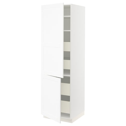 SEKTION / MAXIMERA Gabin alto 2 prtas 4 cjnes +ests, blanco Enköping/blanco efecto madera, 61x61x203 cm