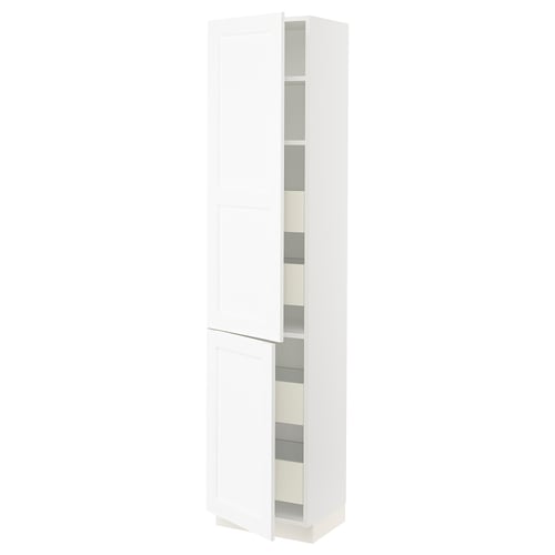 SEKTION / MAXIMERA Gabin alto 2 prtas 4 cjnes +ests, blanco Enköping/blanco efecto madera, 46x37x203 cm